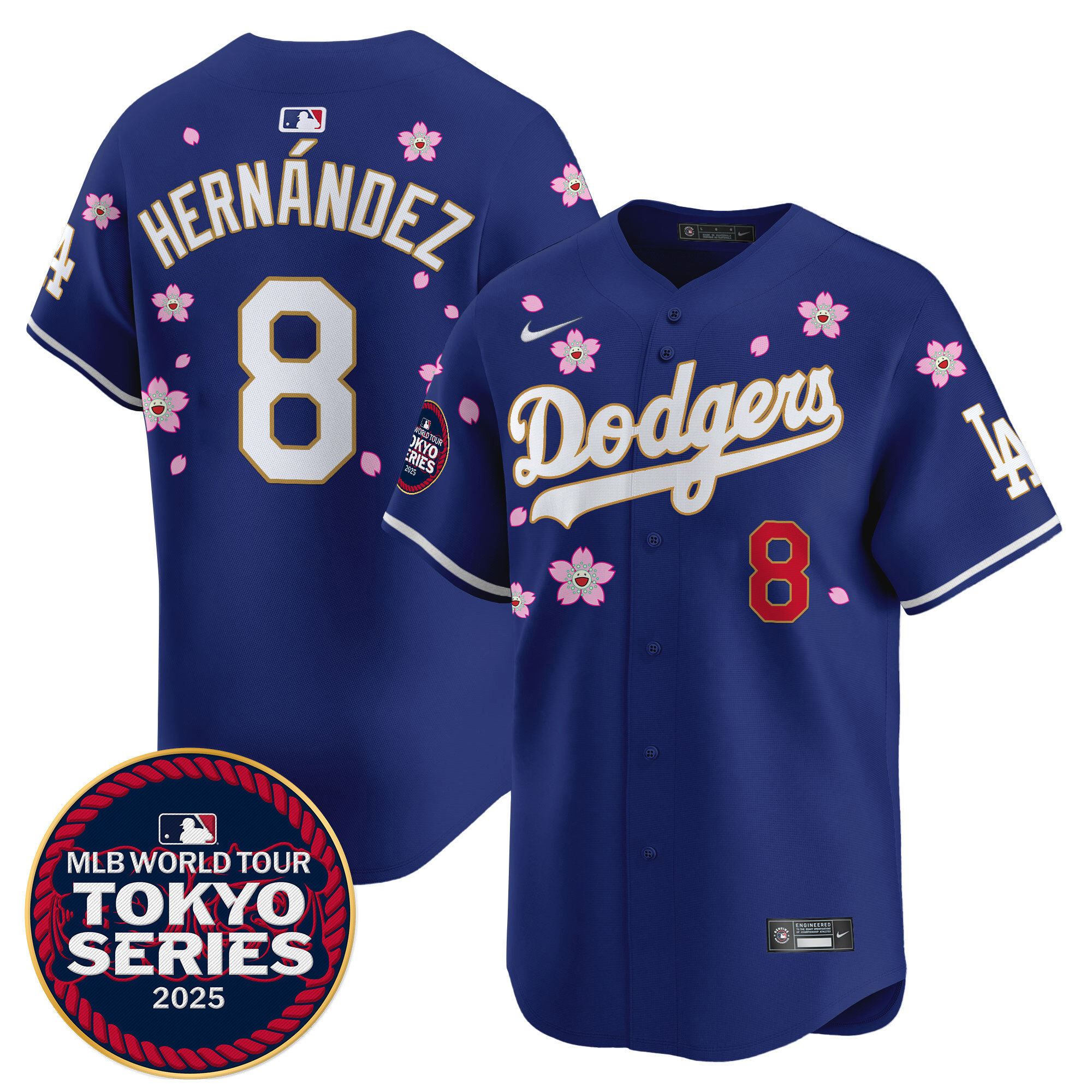 Men Los Angeles Dodgers #8 Hernandez Tokyo Series blue Limited Stitched 2025 Jersey style 2